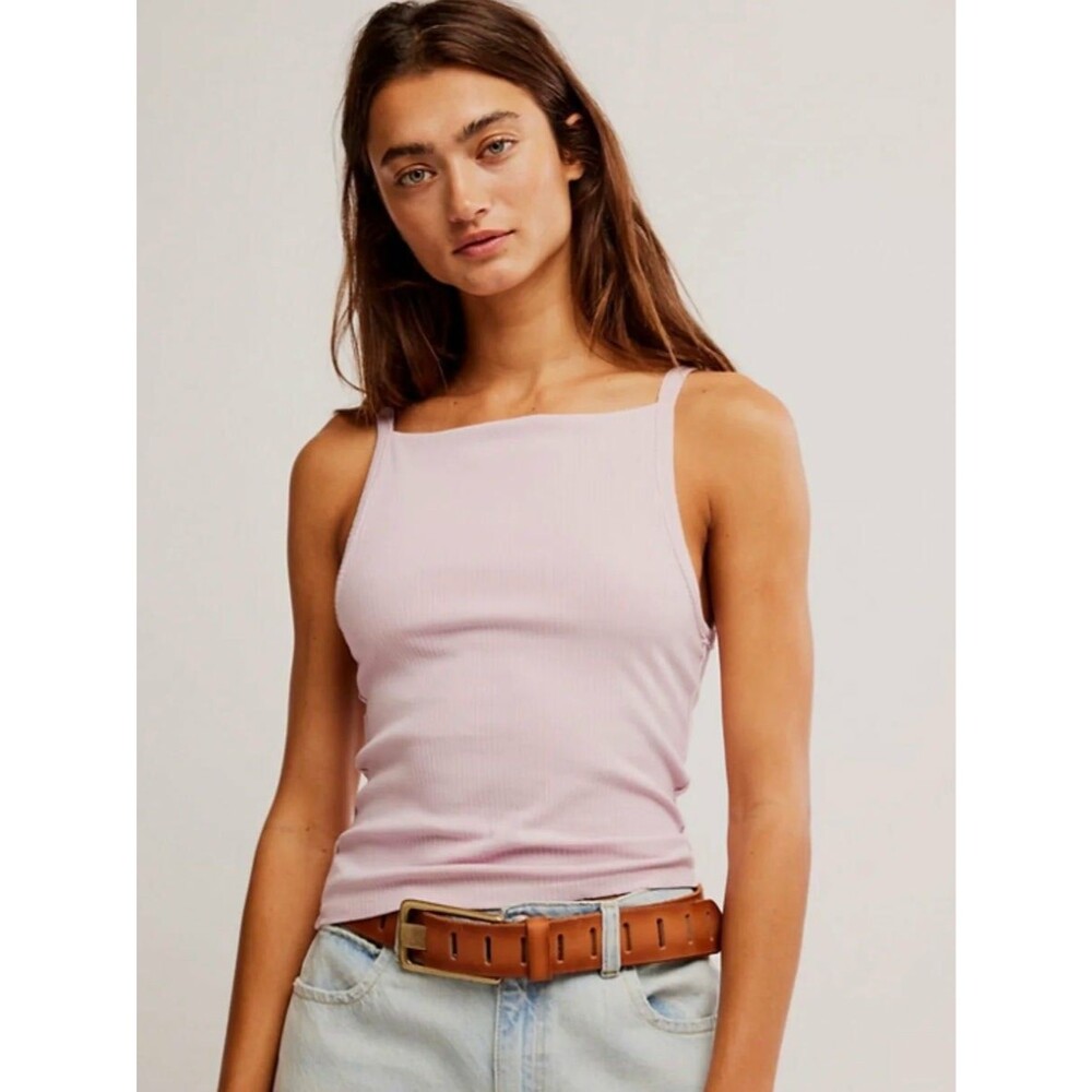 WE THE FREE BY FREE PEOPLE MIA PINK A BOO RIBBED TOP LARGE